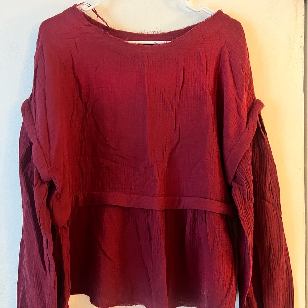 Elegant Burgundy Long Sleeve Blouse